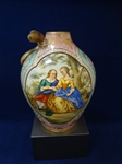 Austrian Hand Painted Bulbous Lizard Handle Vase