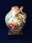 Austrian Hand Painted Bulbous Lizard Handle Vase