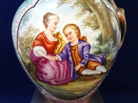 Austrian Hand Painted Bulbous Lizard Handle Vase