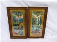 Pair Original Watercolor Paintings F.D. Barton 1920