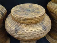 (3) Large Oversize African Reeded Lidded Baskets/Food Storage