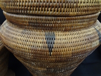 (3) Large Oversize African Reeded Lidded Baskets/Food Storage