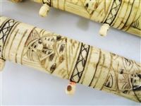 Pair Japanese Dagger Fighting Knives in Bone Carved Scabbards