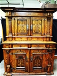 Gothic Revival 2 Piece Cabinet Cupboard Wrought Iron Fixtures