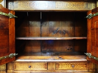 Gothic Revival 2 Piece Cabinet Cupboard Wrought Iron Fixtures
