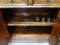 Gothic Revival 2 Piece Cabinet Cupboard Wrought Iron Fixtures