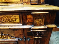 Gothic Revival 2 Piece Cabinet Cupboard Wrought Iron Fixtures