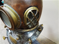 Copper and Brass Diver's Helmet With Shoulder Assembly