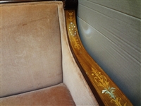 High Back Inlaid Mother of Pearl Wood Highback Sofa Paw Feet