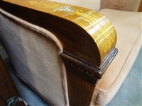 High Back Inlaid Mother of Pearl Wood Highback Sofa Paw Feet