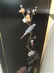 Chinese Export Lacquered Bombay Chest Stone Inlay Bird Decor