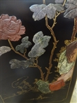 Chinese Export Lacquered Bombay Chest Stone Inlay Bird Decor
