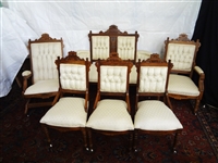 Eastlake Style Parlor Set: Settee, Rocker, King Chair, and Side Chairs