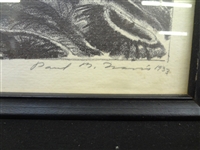 Paul M. Travis Charcoal Signed Hand Dated and Titled