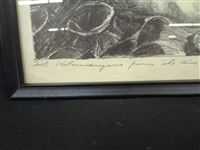 Paul M. Travis Charcoal Signed Hand Dated and Titled