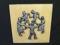 Neilson Art Sculpture Cast Metal Attached to Wood