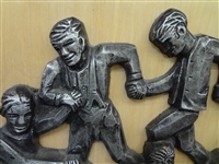 Neilson Art Sculpture Cast Metal Attached to Wood