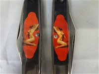(2) Marilyn Monroe Golden Dreams Cut outs on Pocket Knives