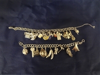 (2) Sterling Silver Charm Bracelets With 23 Charms 