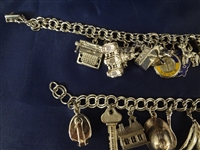 (2) Sterling Silver Charm Bracelets With 23 Charms 