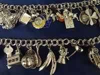 (2) Sterling Silver Charm Bracelets With 23 Charms 