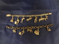 (2) Sterling Silver Charm Bracelet With 12 Charms 