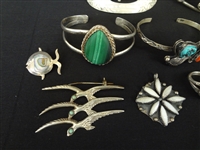 Group of Mexico Sterling Silver and Turquoise Items