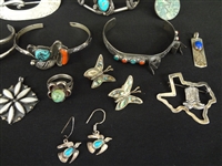 Group of Mexico Sterling Silver and Turquoise Items