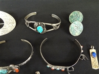 Group of Mexico Sterling Silver and Turquoise Items