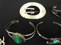 Group of Mexico Sterling Silver and Turquoise Items