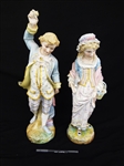 Pair Chelsea Porcelain Man and Woman Figurines Anchor Mark