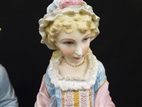 Pair Chelsea Porcelain Man and Woman Figurines Anchor Mark