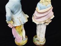 Pair Chelsea Porcelain Man and Woman Figurines Anchor Mark