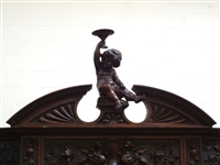 Styled After R.J. Horner Bevel Demilune Curio Cabinet Putti Finial Center