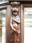 Styled After R.J. Horner Bevel Demilune Curio Cabinet Putti Finial Center