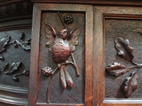 Styled After R.J. Horner Bevel Demilune Curio Cabinet Putti Finial Center