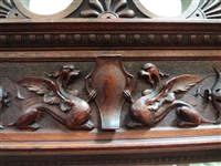Styled After R.J. Horner Bevel Demilune Curio Cabinet Putti Finial Center