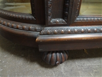 Styled After R.J. Horner Bevel Demilune Curio Cabinet Putti Finial Center