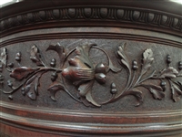 Styled After R.J. Horner Bevel Demilune Curio Cabinet Putti Finial Center