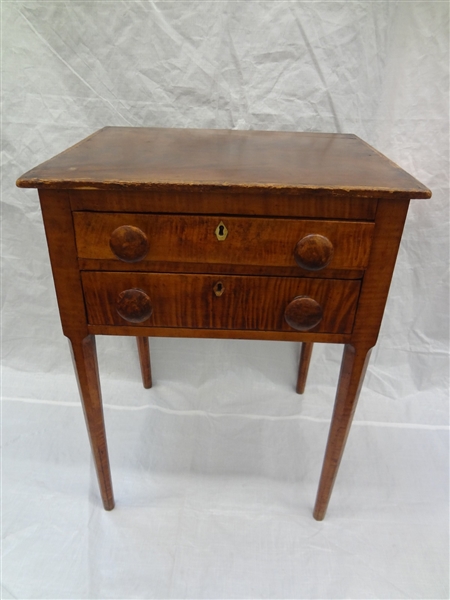Tiger Maple 2 Drawer Tea Stand