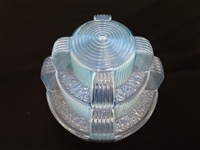 Art Deco Oversize Ball Room Blue Opalescent Tiered Lamp Shade
