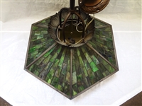 Arts and Crafts Style Six Sided Leaded Hanging Glass Shade