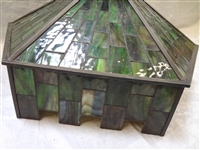 Arts and Crafts Style Six Sided Leaded Hanging Glass Shade