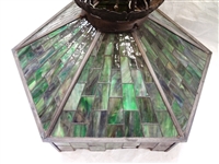 Arts and Crafts Style Six Sided Leaded Hanging Glass Shade