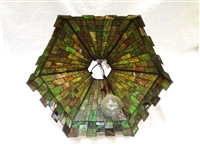 Arts and Crafts Style Six Sided Leaded Hanging Glass Shade