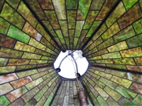 Arts and Crafts Style Six Sided Leaded Hanging Glass Shade