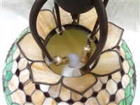 Arts and Crafts Domed Chandelier Stained Glass Lamp Shade Birds and Fruit