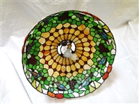 Arts and Crafts Domed Chandelier Stained Glass Lamp Shade Birds and Fruit