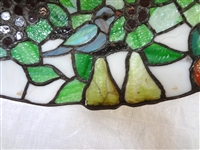 Arts and Crafts Domed Chandelier Stained Glass Lamp Shade Birds and Fruit
