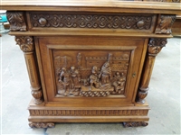 Italian Renaissance Revival (10) Piece Dining Set, Carved Frieze, Full Lion Detail